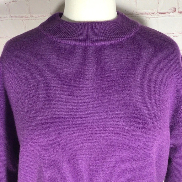 Sag Harbor Purple Mock Turtleneck Short Sleeve Sweater - Size Medium - Picture 2 of 7